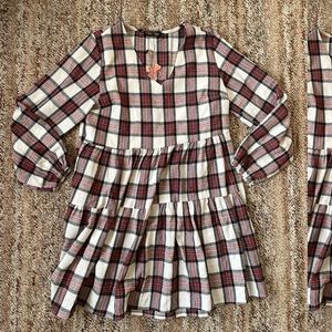 Puff sleeve plaid mini dress